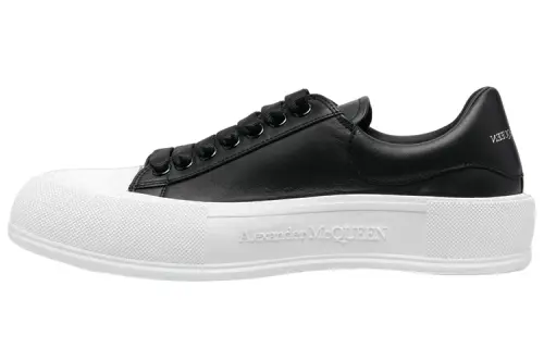 Alexander McQueen Deck Lace Up Plimsoll Sneakers 'Black White'