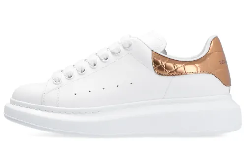 Alexander McQueen Oversized Sneaker Synthetic Leather Smooth Calfskin Low top Stylish Skateboarding Shoes Women's Gold