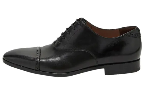 FERRAGAMO Top Grain Cow Leather Dress Shoes Men's Black