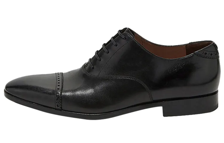 FERRAGAMO Top Grain Cow Leather Dress Shoes Men's Black