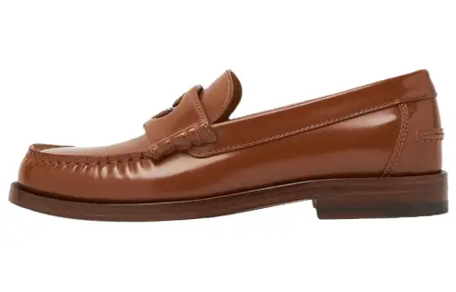 GUCCI Interlocking Leather Loafers Women's Brown