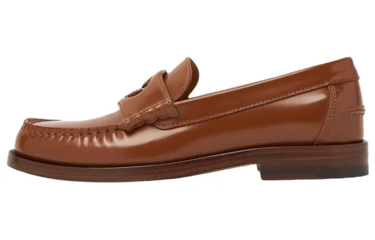 GUCCI Interlocking Leather Loafers Women's Brown