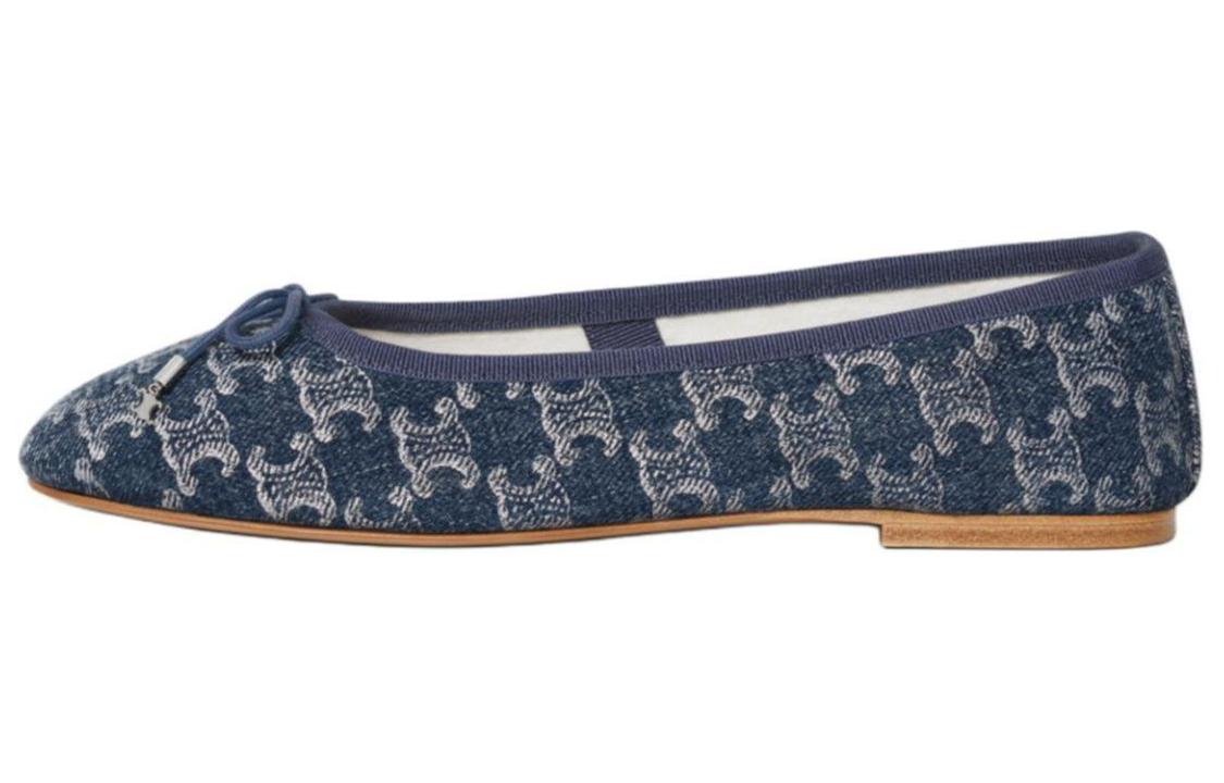 CELINE Celine Triomphe cotton flat slip-ons casual shoes for women blue
