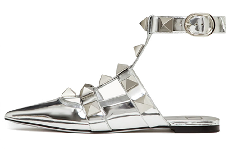 Женские туфли Valentino Roman Stud (серебряные)