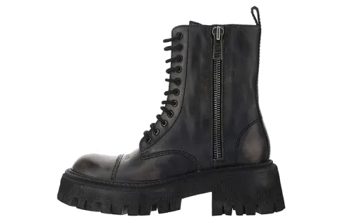 Balenciaga Tractor BOOTIE Cow Leather Ankle Boots Women's Black