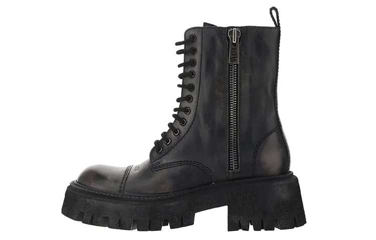 Balenciaga Tractor BOOTIE Cow Leather Ankle Boots Women's Black