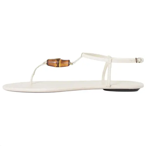 GUCCI Leather One Strap Sandals Women's White