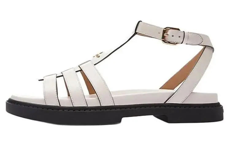 COACH Franny Cow Leather Roman Sandals Women's White