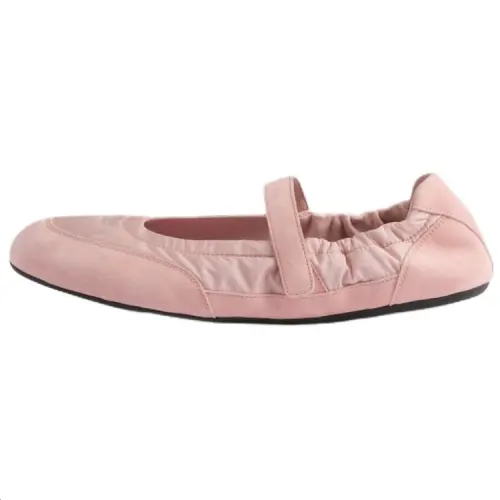 PRADA Re Nylon Flat Mary Jane Shoes 0.5cm Women's Peach