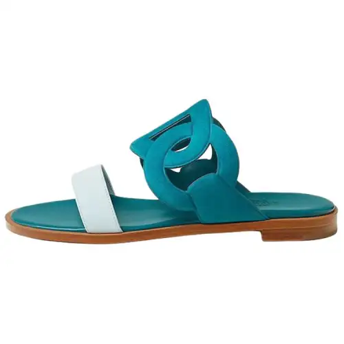 HERMES Lagune Slide Slippers 1cm Women's Blue