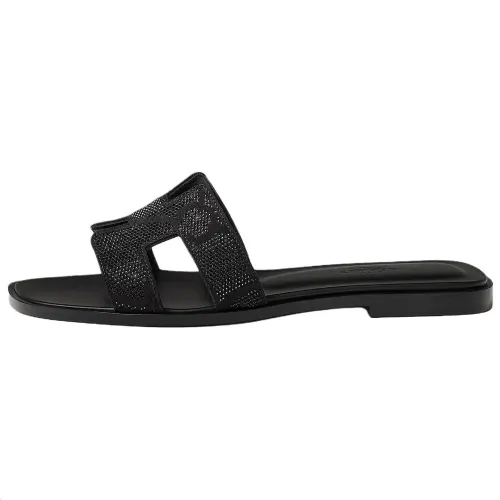 HERMES Oran Slide Slippers 1cm Women's Black