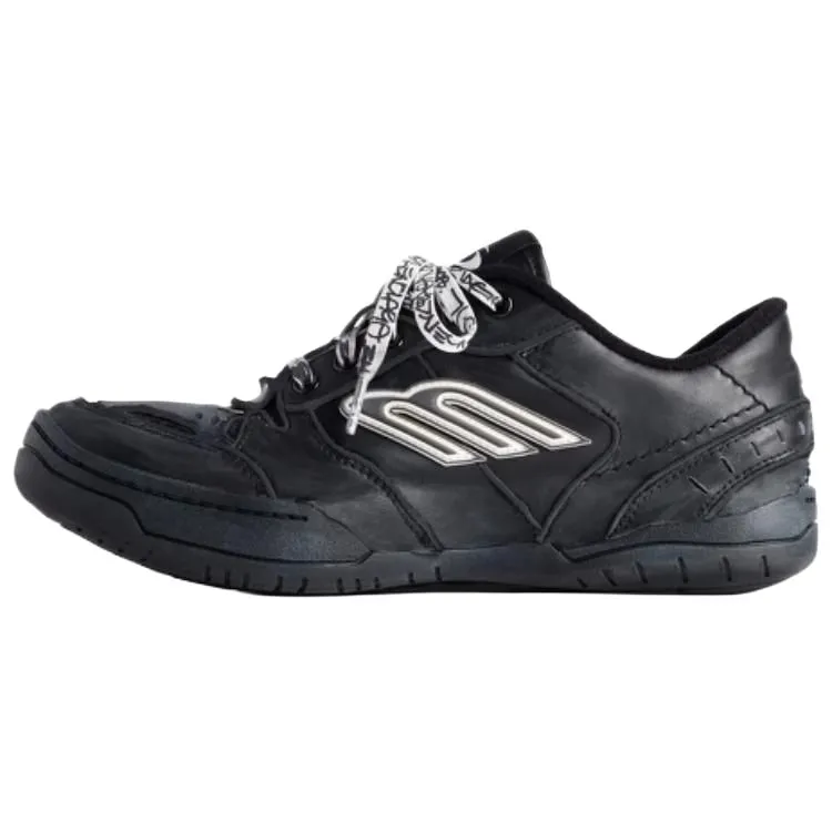 Balenciaga Hamptons Worn Out Leather Low top Skateboard Shoes Men's Black