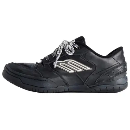 Balenciaga 25 Qixi Festival Collection Hamptons Worn Out Leather Low top Skateboard Shoes Men's Black