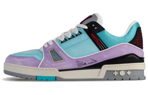 LOUIS VUITTON Trainer Leather Low top Skateboard Shoes Men's Blue