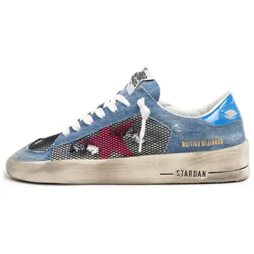 Golden Goose Stardan Skateboard Shoes Women's Low Top Blue/Red
