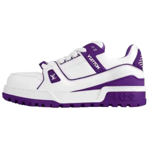 LOUIS VUITTON Trainer Maxi Little Jigglypuff Leather Low top Skateboard Shoes Women's White Purple