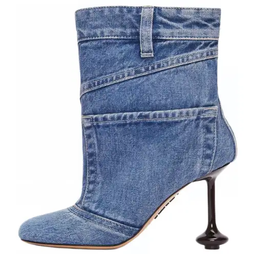 LOEWE Toy Denim Ankle Boots 9cm Women's Blue