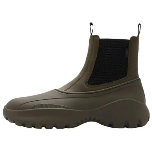 Burberry Scoot Leather Short Chelsea Boots Men's Umber