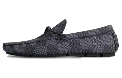 LOUIS VUITTON Driver Cow Leather Loafers Men's Black