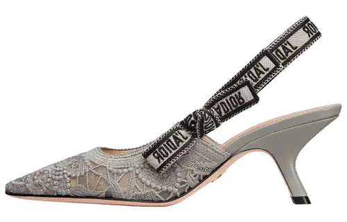 DIOR J'Adior Fabric Cone Heel High Heels 6.5cm Women's Rock Gray
