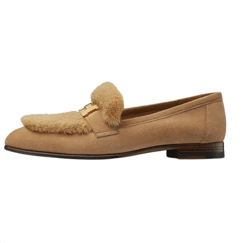 HERMES PARIS Suede Casual Shoes Women's Brown