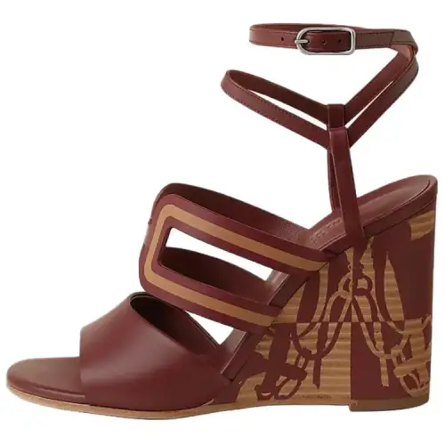 HERMES Klara One Strap Sandals 10cm Women's Dark Red