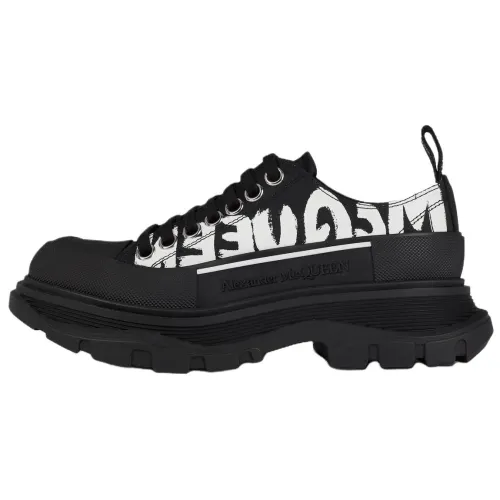 Alexander McQueen Tread Slick Low Lace Up Graffiti Shoes 'Black White' Women's