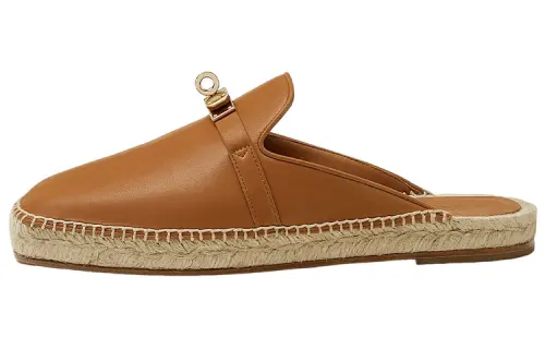 HERMES Closed Toe Slippers Women's Brown
