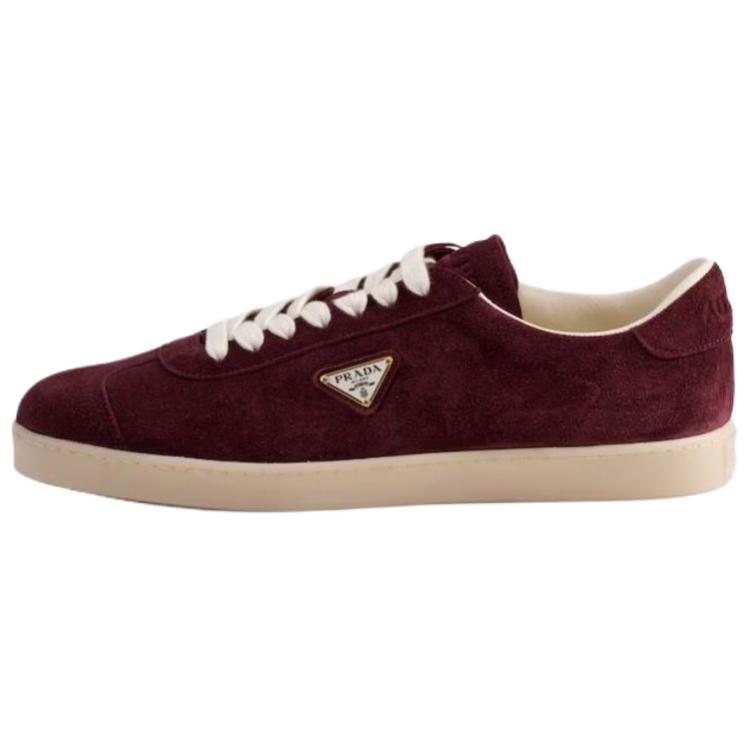 PRADA Lane Suede Low top Skateboard Shoes Men's Burgundy