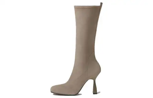 HERMES Halo Suede Knee high Boots 9.5cm Women's Taupe