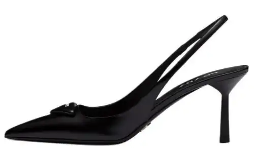PRADA Leather Slim Heel High Heels 7.5cm Women's Black