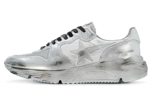 Golden Goose Running Sole Casual Shoes Men's Low Top Silver