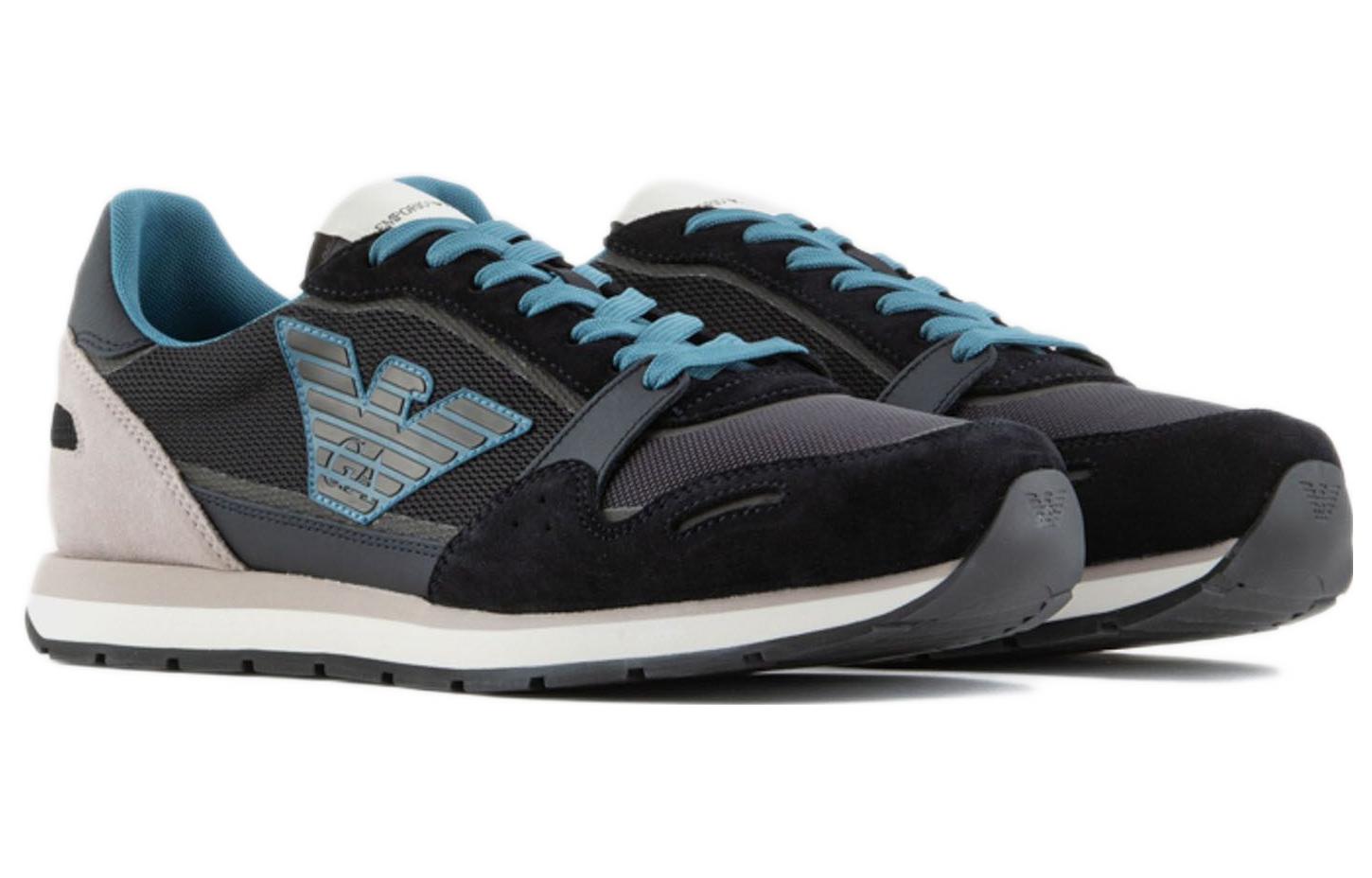 EMPORIO ARMANI Mesh Low top Sports Casual Shoes Men's Blue Gray