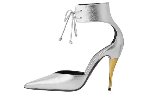 GUCCI Slim Heel High Heels 10.5cm Women's Silver