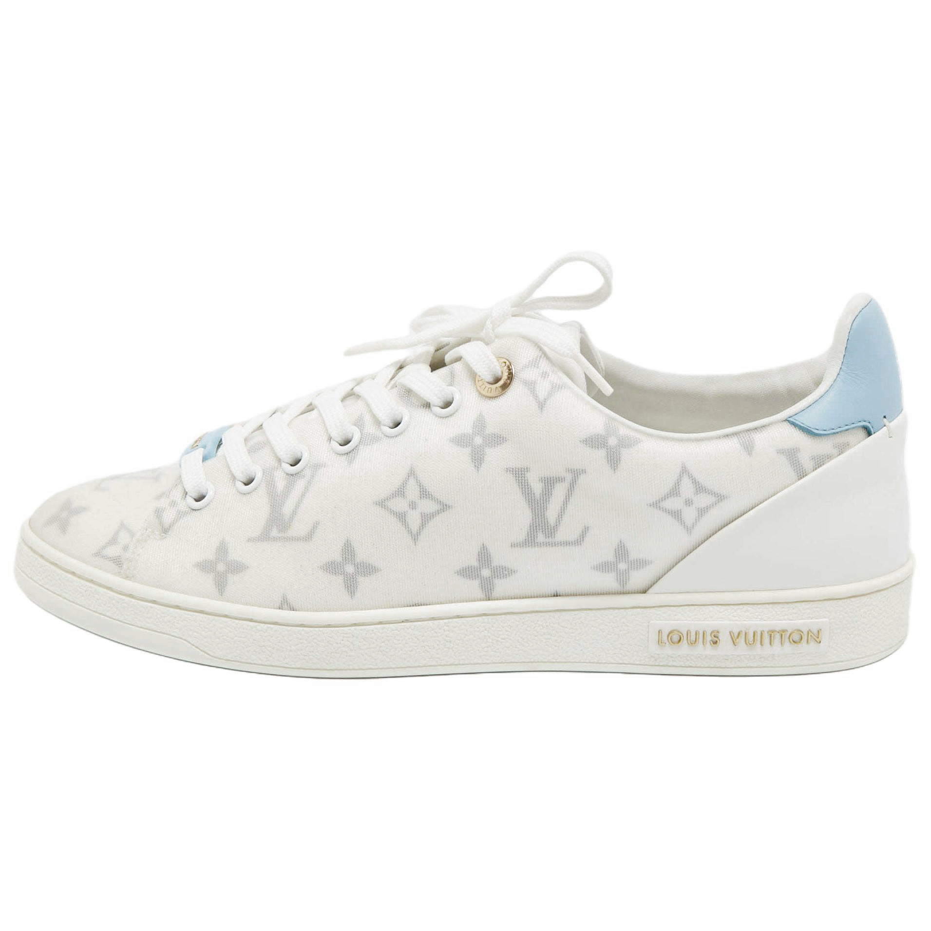 LOUIS VUITTON Frontrow Leather Lace Up Low top Stylish Skateboarding Shoes Women's Blue White