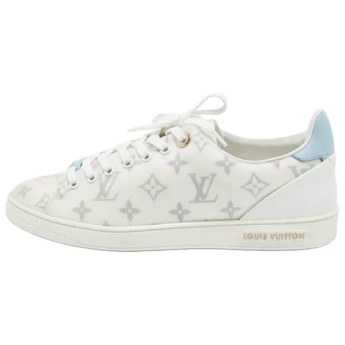 LOUIS VUITTON Frontrow Leather Lace Up Low top Stylish Skateboarding Shoes Women's Blue White