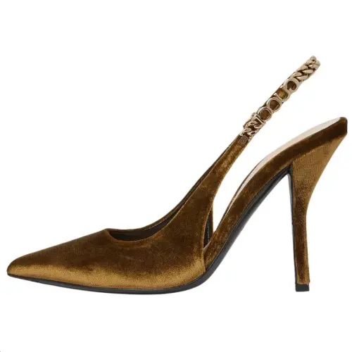 GUCCI Signoria Slim Heel High Heels 10.5cm Women's Brown