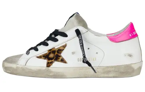 Golden Goose Super Star Low top Skateboard Shoes Women's Leopard Print Pink Tail