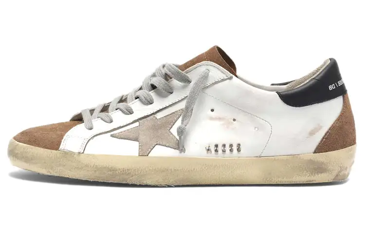 Golden Goose Super Star Low top Skateboard Shoes Men's White Brown