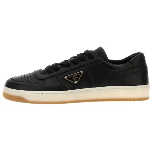 PRADA Downtown Leather Low top Skateboard Shoes Men's Black