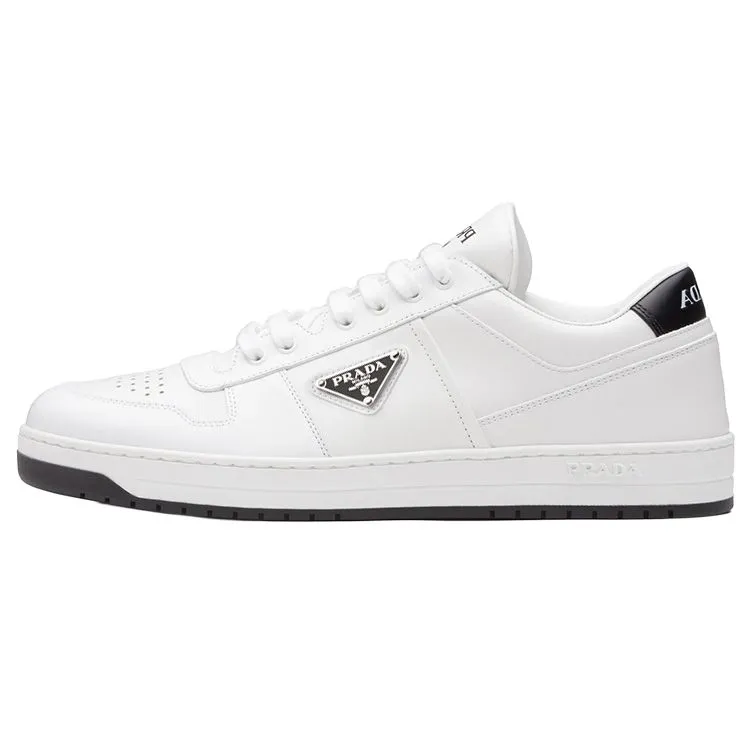PRADA Downtown Low Top Sneakers Leather White White Black