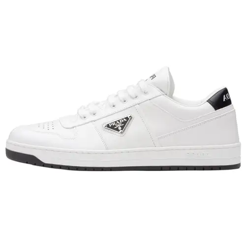 PRADA Downtown Low Top Sneakers Leather White White Black