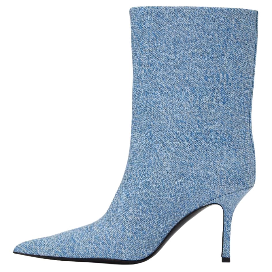 Alexander wang Delphine denim simple and elegant short boots 9cm women's blue