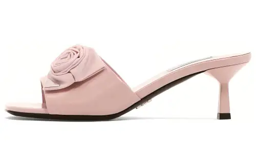 PRADA Leather Slide Slippers Women's Pink