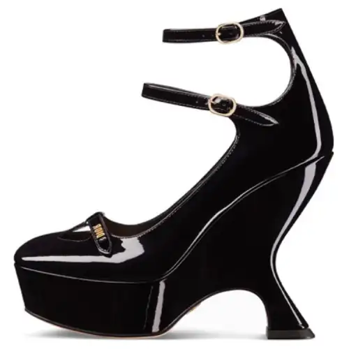 DIOR Aime Dior Patent Leather Irregular Heel High Heels 12.5cm Women's Black