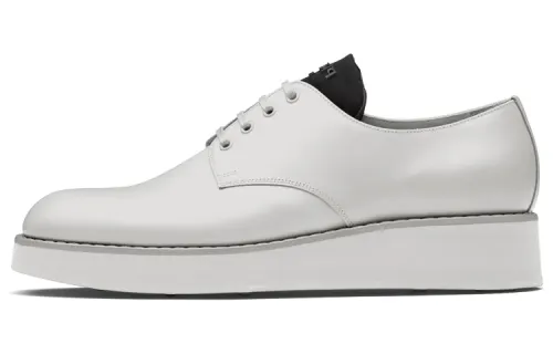 PRADA Casual Leather Shoes Men's Low Top White