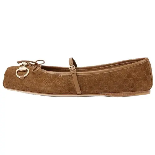 Gucci Wmns Horsebit Ballet Flat 'Brown' Women's