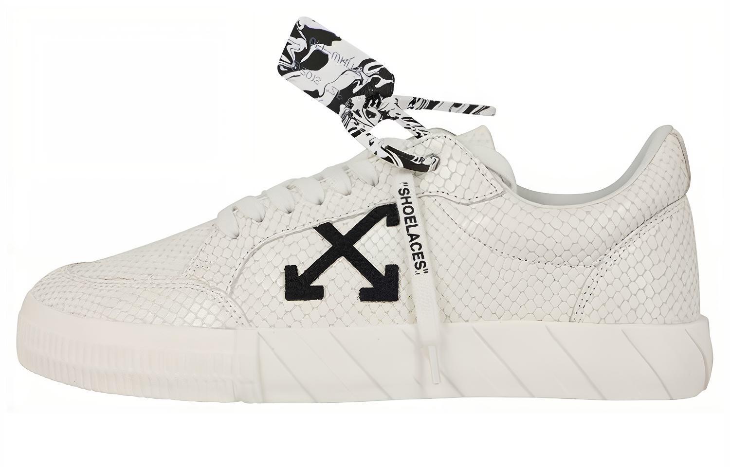 OFF WHITE Low Vulcanized Calf Leather Sneaker 'White Black'