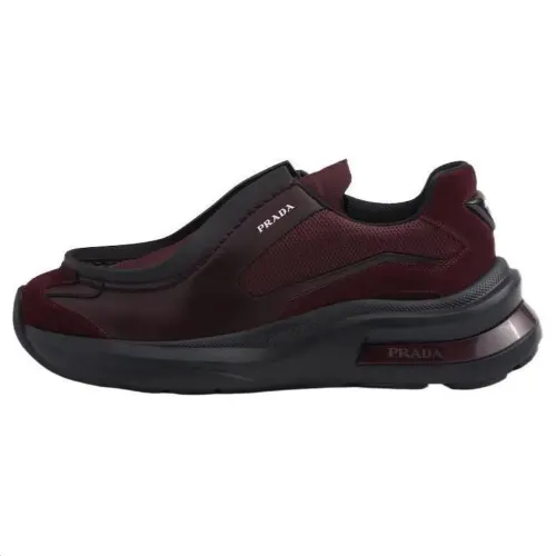 PRADA Leather Low top Casual Shoes Men's Burgundy