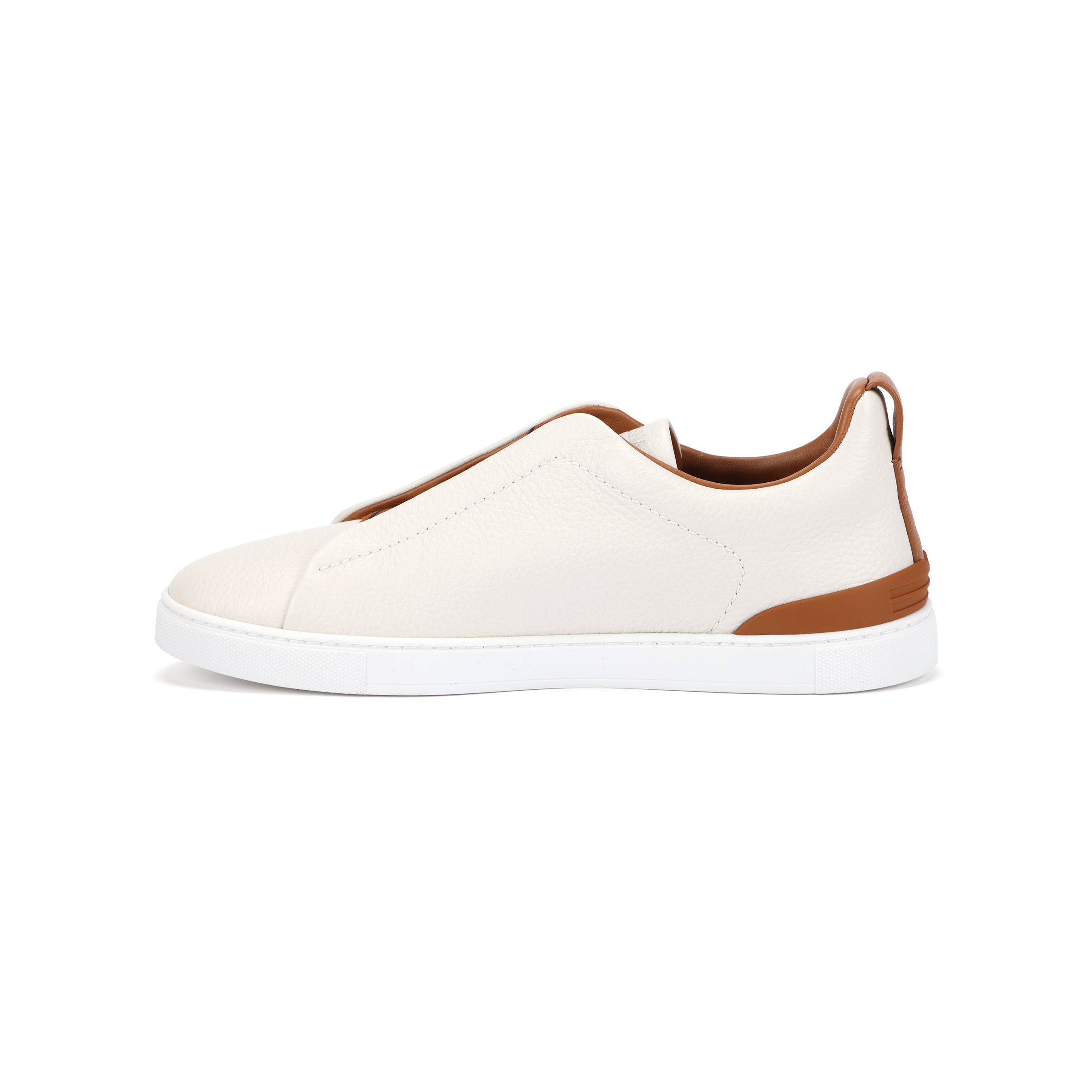 Zegna Deerskin Triple Stitch Off White/Brown